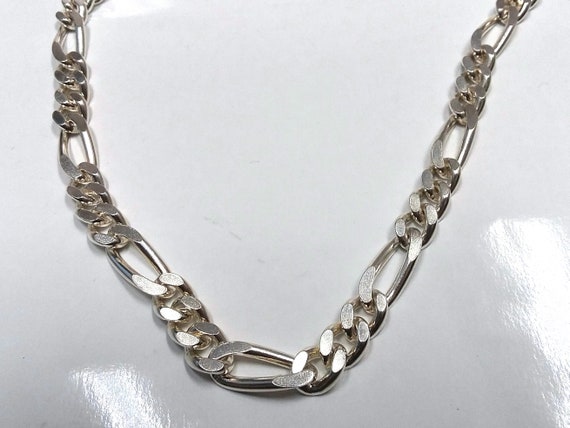 Estate, 19 inch, Heavy Sterling silver, Figaro ch… - image 1