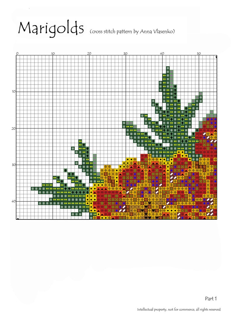 Marigold Cross Stitch Pattern Marigold Flowers Tagetes - Etsy