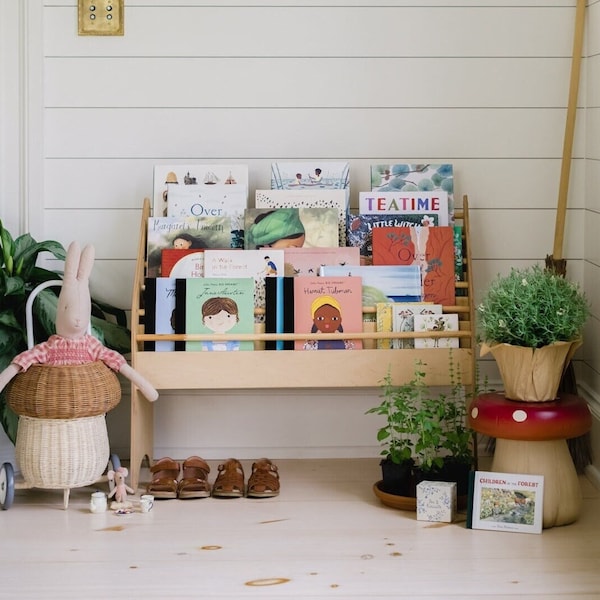 Nursery Bookshelf, Child book Display, Kids Bookshelf, Front facing Bookcase, Educational Activities, Toddler Montessori Furniture