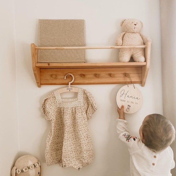 Montessori Baby&Kids Room Shelf, Wood Floating Shelf, Babyroom Decoration, Wall Decor Furniture, Nursery Book Shelves, Playroom Organization