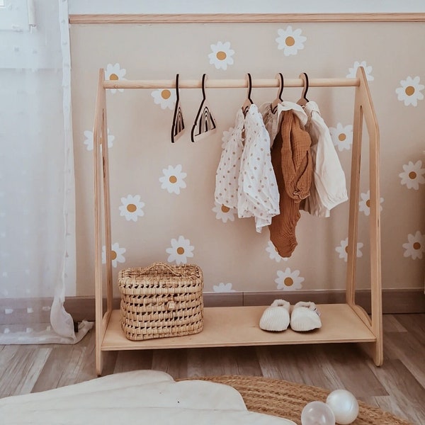 Montessori Wooden Clothing Rack, Wardrobe For Kids, Nursery Furniture, Kids Closet, Children Closet, Dress up storage, Kids Room Decor