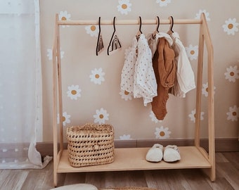 Montessori Wooden Clothing Rack, Wardrobe For Kids, Nursery Furniture, Kids Closet, Children Closet, Dress up storage, Kids Room Decor