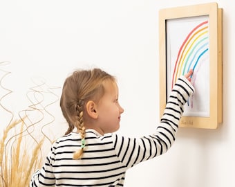 Marco de fotos Montessori para sala de juegos infantil, exhibición de arte para habitación infantil, regalo para mamá que educa en casa, marco de fotos para obras de arte infantil, regalos para niños