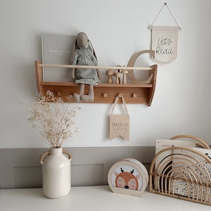 Nursery shelf with hooks discount