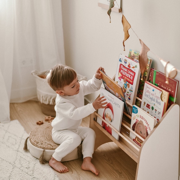 Toddler Bookshelf, Large Bookcase for Nursery, Shelf Book Stand, Montessori Furniture, Bookshelf for Kids, Child Room Decor, ChildUniverse