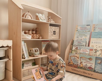 Wooden Shelf House, Large Baby Shelf, Personalized Shelf, Kids Bedroom Decor, House Shaped Shelf, Nursery Shelf, Wooden Bookcase