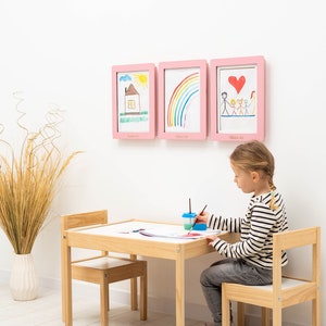 Kids Artwork Frame, Baby Drawing Frame Picture Display for Children, Changeable Art Frames, Kids Artwork Storages, Custom Wooden Art Frame