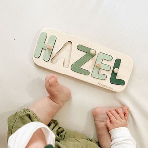 Baby Name Puzzle, Personalized Gift for Baby Boy, Wooden Toys for Toddler, Montessori Puzzle with Pegs, 1st Birthday Gift, Kids Wooden Toys