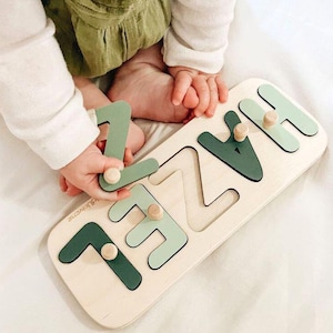 Personalized Name Puzzle First Birthday Gift for Kids Baby Shower Gift Custom Toddler Toys Wooden 1st Christmas Child Gift Montessori Puzzle
