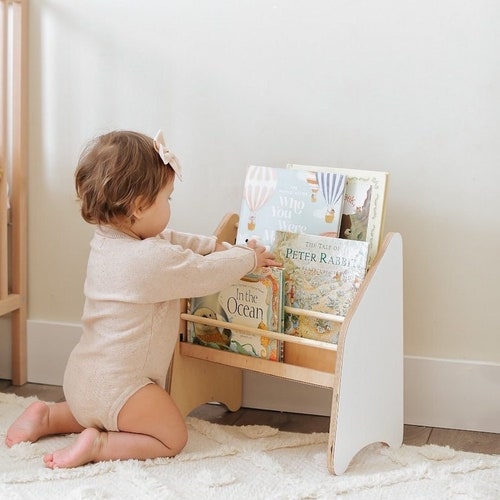 Montessori Bookshelf Toddler Bookcase Wooden Kids Furniture Etsy