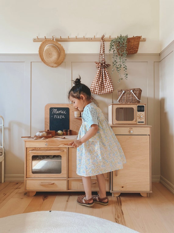 Best Choice Products Pretend Play Kitchen Wooden Toy Set for Kids w/  Telephone, Utensils, Oven, Microwave - Blue