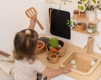 Play Kitchen Set, Wooden Pretend Play Kitchen, Montessori
