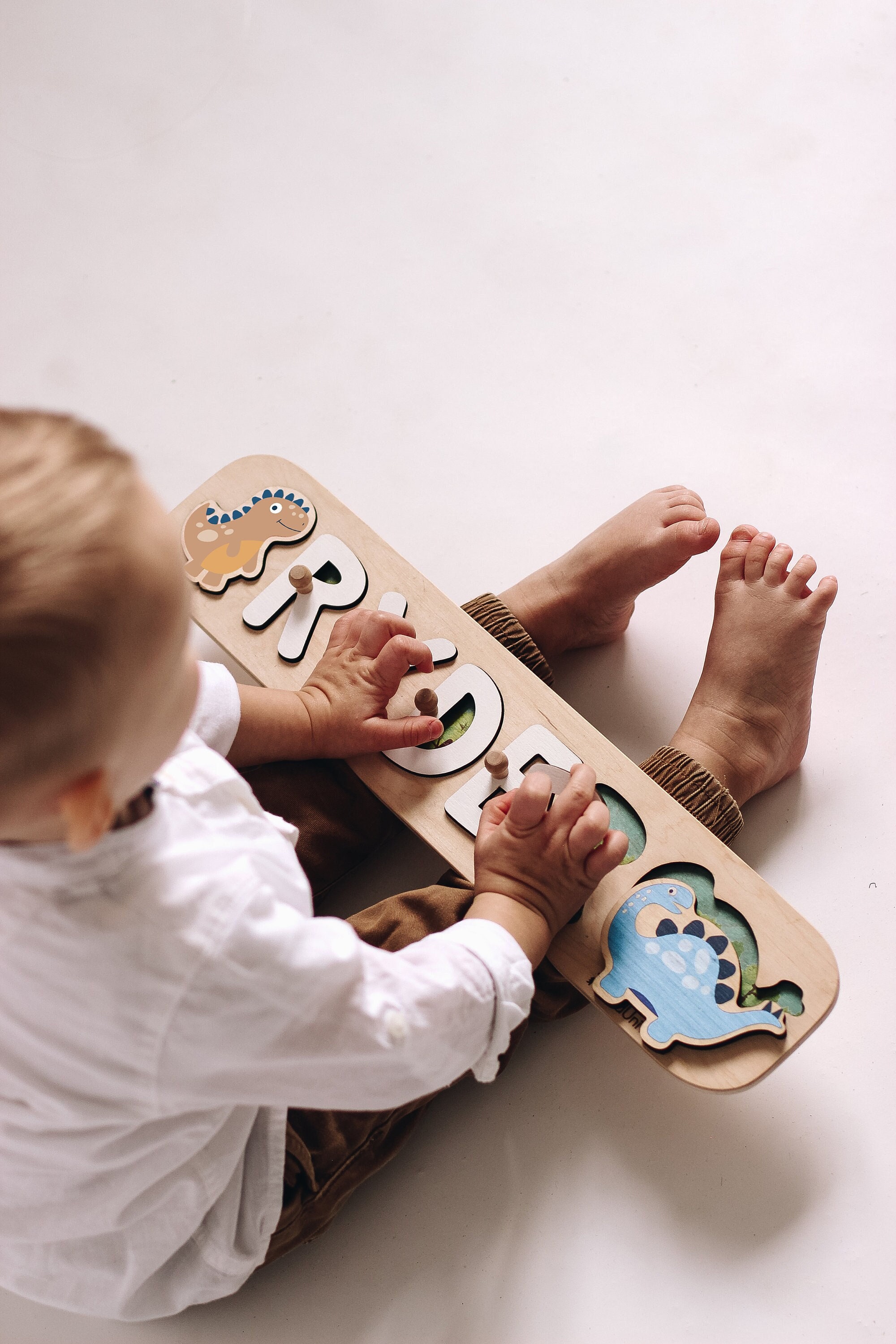 Nom En Bois Puzzle Cadeau Personnalise Bebe Garcon Dinosaure Etsy