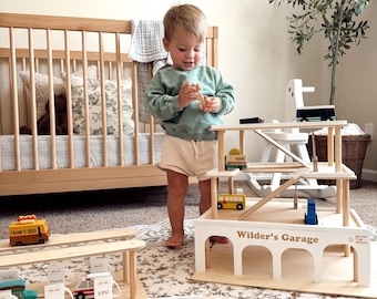 Toy Garage Car Ramp, Toddler Birthday Gift, Toy Car Parking Garage, Personalized Toys for Boys, Montessori Toy Car Storage