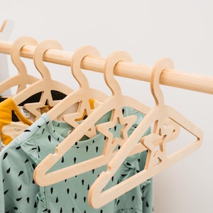 Toddler Clothes Hangers, Wooden Hangers Set of 5, 10, Kids Clothes Storage, Nursery Decor, Montessori Display Wardrobe, Baby Shower Gift