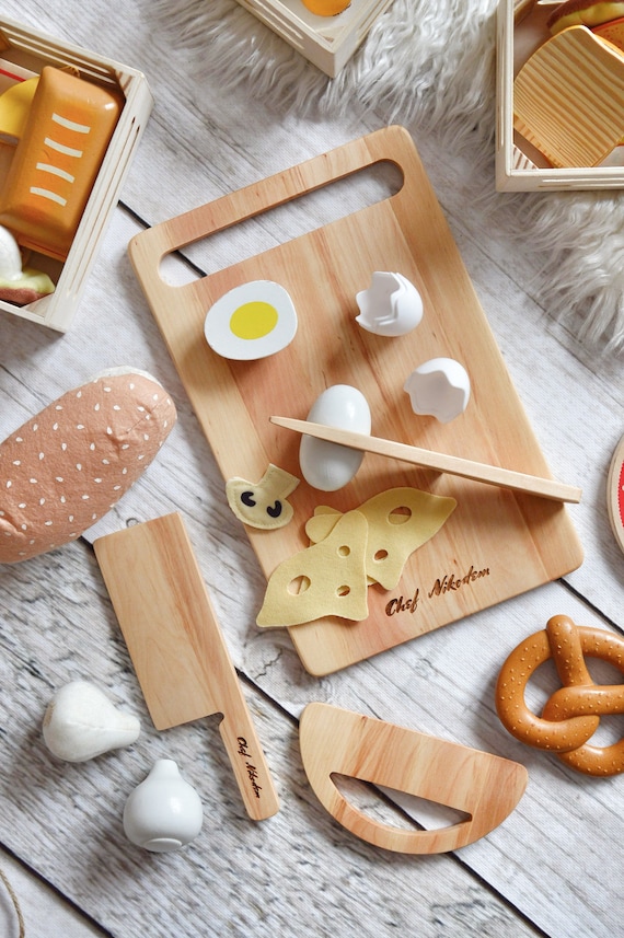 Tagliere Per Bambini E Coltello In Legno Sicuro Per I Più Piccoli, Utensili Da Cucina Montessori, Tagliere Per Bambini, Regalo Personalizzato Per Il 3° Compleanno Baby - Italia
