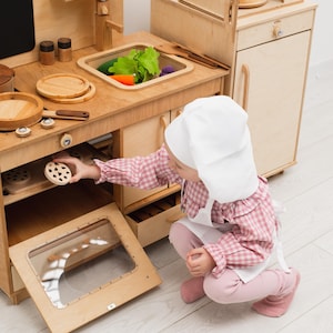 Wooden Montessori Kids Kitchen Playset - Imagination Station for Little Cooks, Gift Toddler Girl, First Birthday, Pretend Play Set