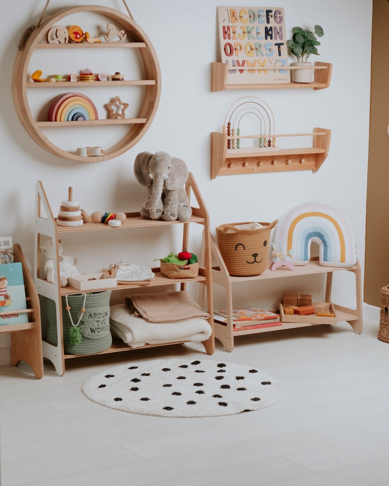 Montessori Toy Shelf Wood Open Shelf for Toddler Playroom Etsy