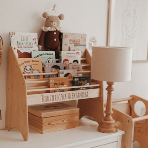 Kids Bookcase Gift for Toddler Bookshelf for Kids for Birthday Book Storage Wood Shelf for Books Organization Playroom Kids Birthday