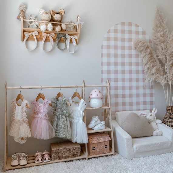 Montessori Teepee Style Clothing Rack, Nursery Wardrobe, Kids Room Decor, Clothes Rack for Baby, Child Size Furniture, Frame Rack Dress Up