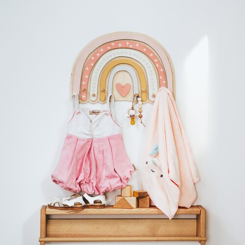 Neutral Nursery Wall Hanger Rainbow Wall Hook Baby Room Decor Etsy