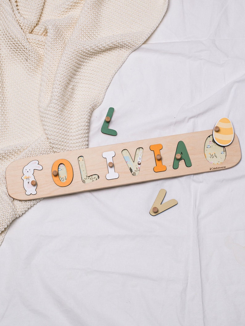 Personalized Name Puzzle, Baby Boy Gift, 1st Birthday Gift for Toddler, Kids Gift, Wood Montessori Toys, Baby Girl Gift, Baby Shower Gift image 5