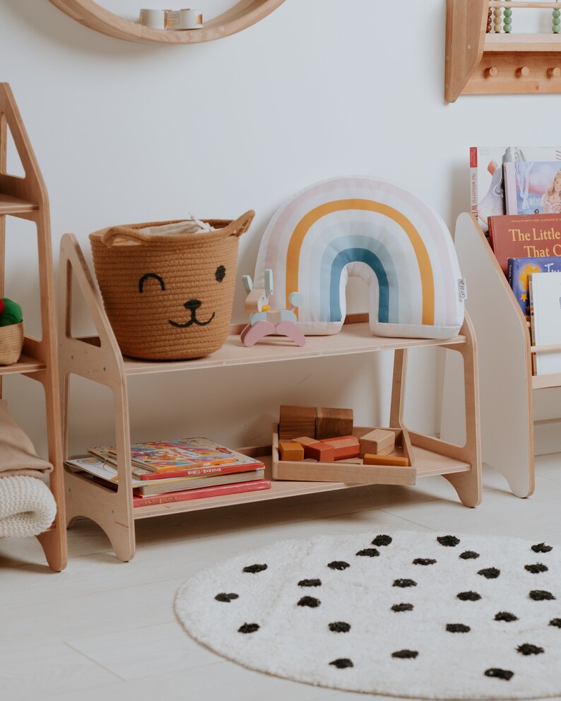 Toy Storage Montessori Wooden Open Shelf Kids Playroom Etsy