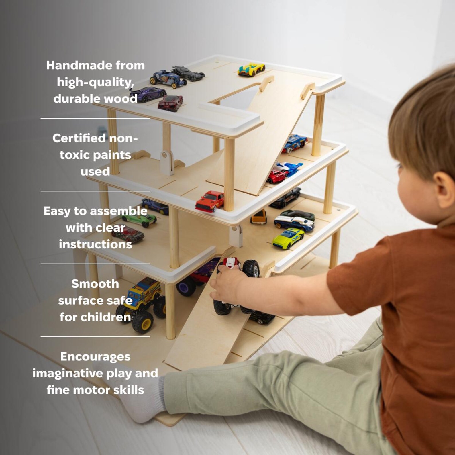 Toy Garage Car Ramp, Toddler Birthday Gift, Toy Car Parking Garage ...