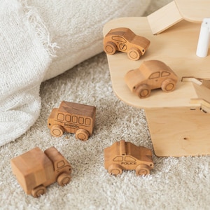 Montessori Toys, Sensory Toys, Toy Cars for Garage, Baby Boy Wooden Small Cars, Wooden Toy Cars