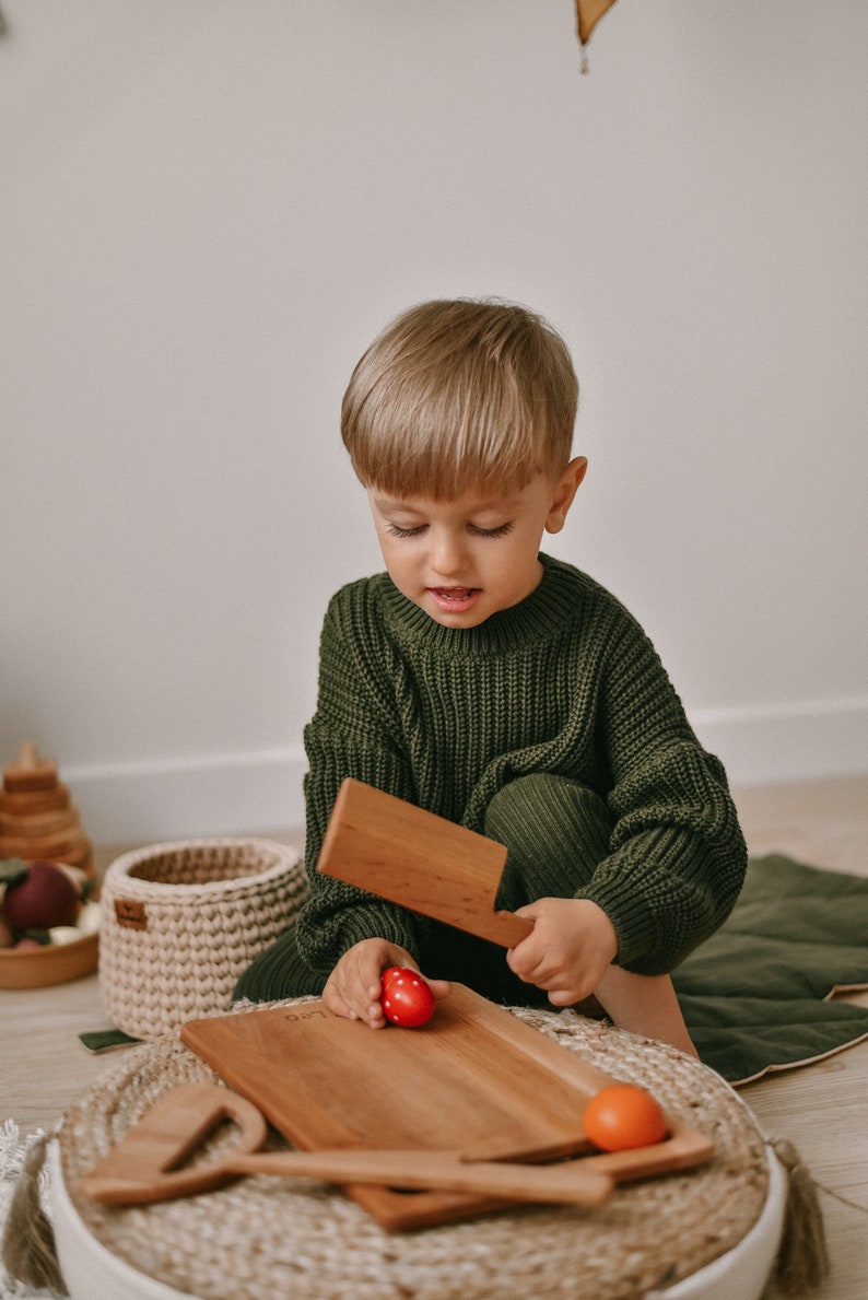 Cutting Board and Safe Wooden Knife for Kids Toddler Utensil Etsy