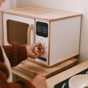 Pretend Play Toy Microwave Oven Wooden Toys, 2nd, 3rd, 4th Birthday Gift, Montessori Toys For Kids, Toddler Girl Gift, Unique Children&#39;s Toy
