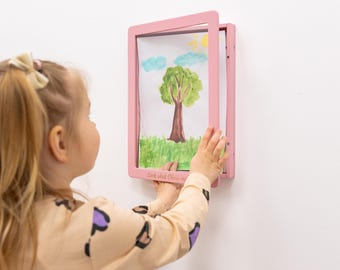 Marco de arte infantil de fácil cambio, expositor de obras de arte infantiles, decoración para guardería