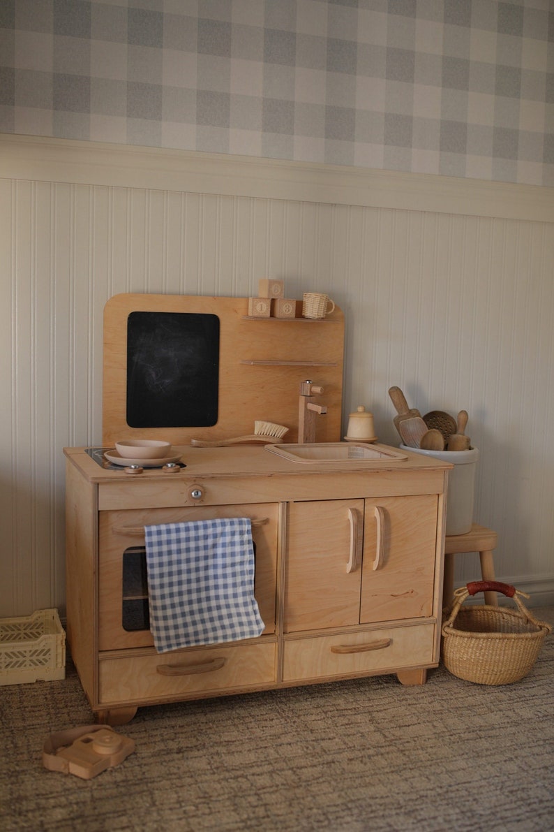 Montessori Play Kitchen for Toddler Kids Toys Wooden Pretend Etsy