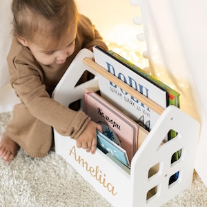 Lindo organizador de libros para guardería, caja decorativa para sala de juegos, estantería pequeña para guardería, organización de juguetes, muebles de habitación, estantería para niños pequeños