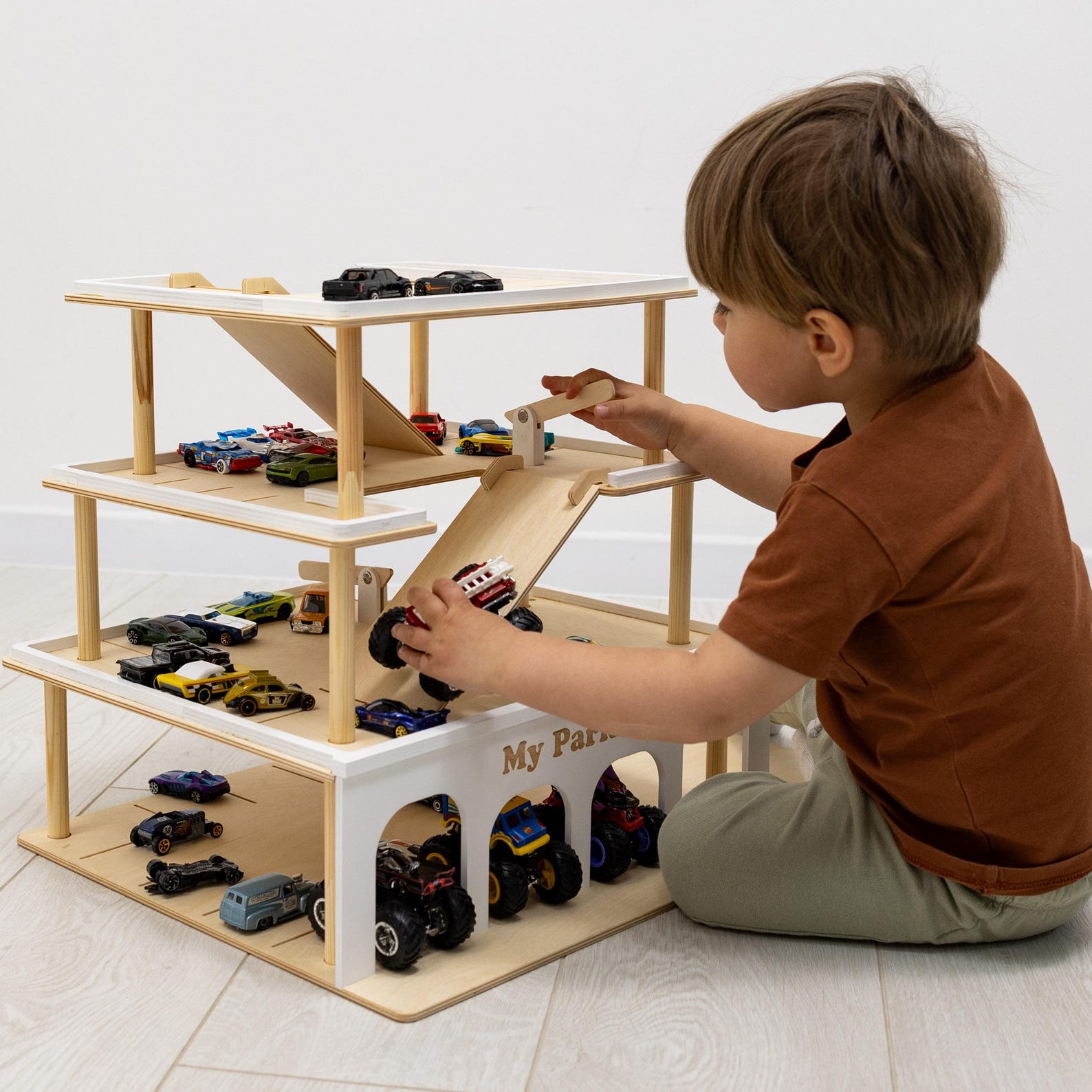 Toy Garage Car Ramp, Toddler Birthday Gift, Toy Car Parking Garage ...