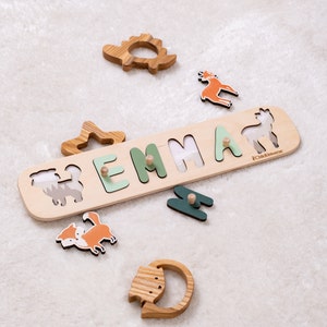 Name Puzzle for Toddler, Baby Boy 1st Birthday Gift, Woodland Animals Nursery, Kids Name Puzzle 2nd, 3rd Birthday Gift, Wood Montessori Toys image 6