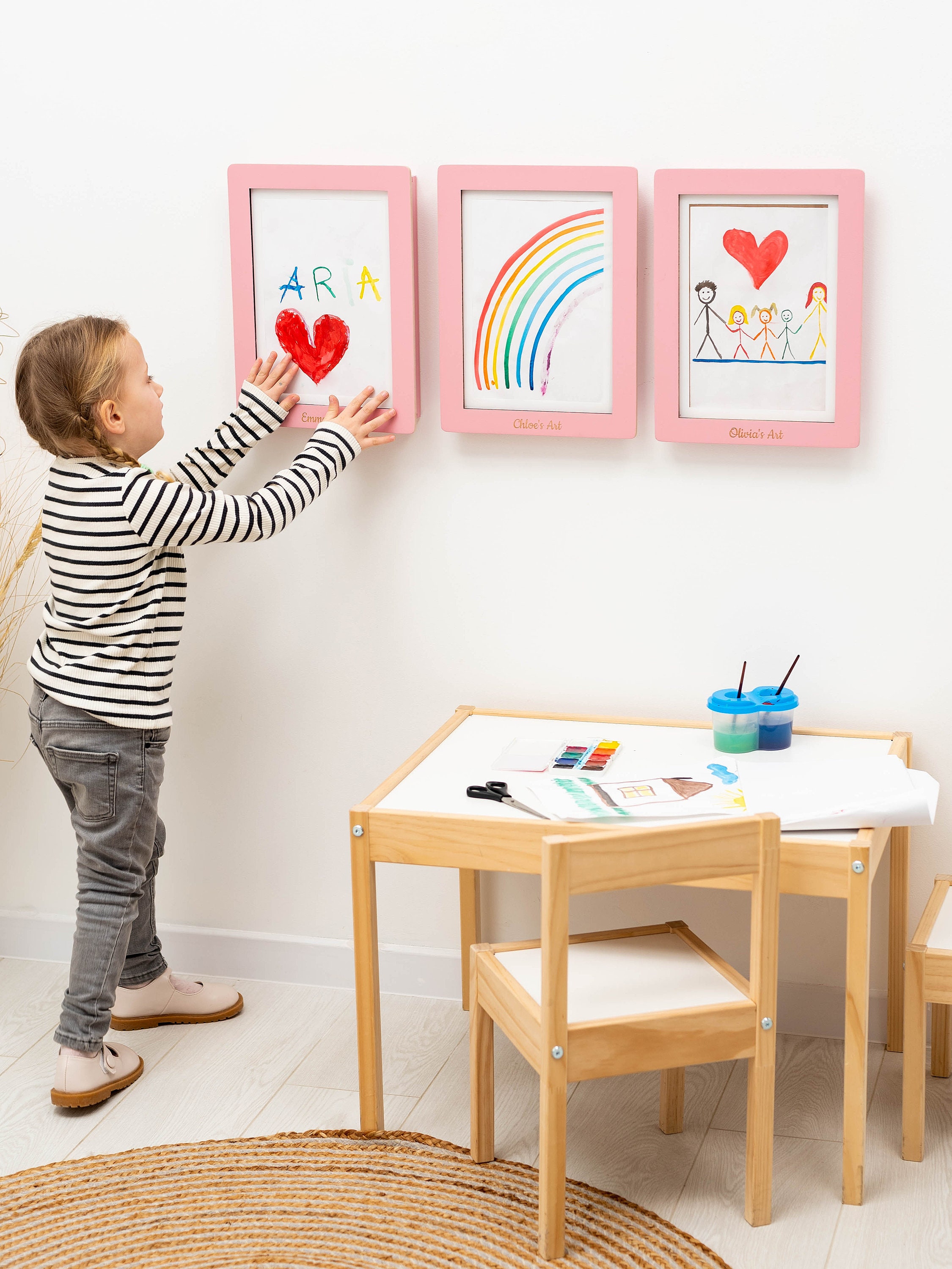 LuxRound Kids Art Frame With LED Light, Changeable Artwork Display & Storage Frame For Children, Kid's Pictures Frame, Wall-mounted