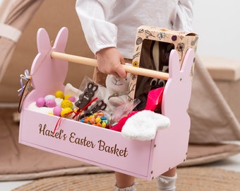 Cesta de Pascua rosa, Cesta de Pascua para bebés, Cesta de regalo de búsqueda de huevos, Cestas de Pascua personalizadas, Cesta de Pascua para niños, Cesta de Pascua para niñas