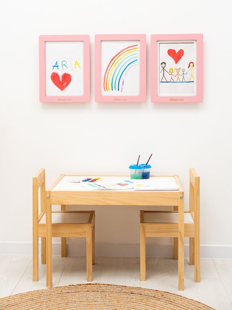 Children Art Frames, Nursery Frame, Children Drawings Frames, Picture Frames, Kids Artwork, Kids Painting Storage, Easy Change Drawings image 6