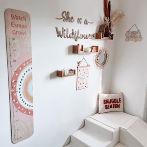 Hoogtemeter baby, cadeau voor babymeisje, groeigrafiek kinderen, eerste verjaardagscadeau, wandliniaal voor kind, decor kinderkamer