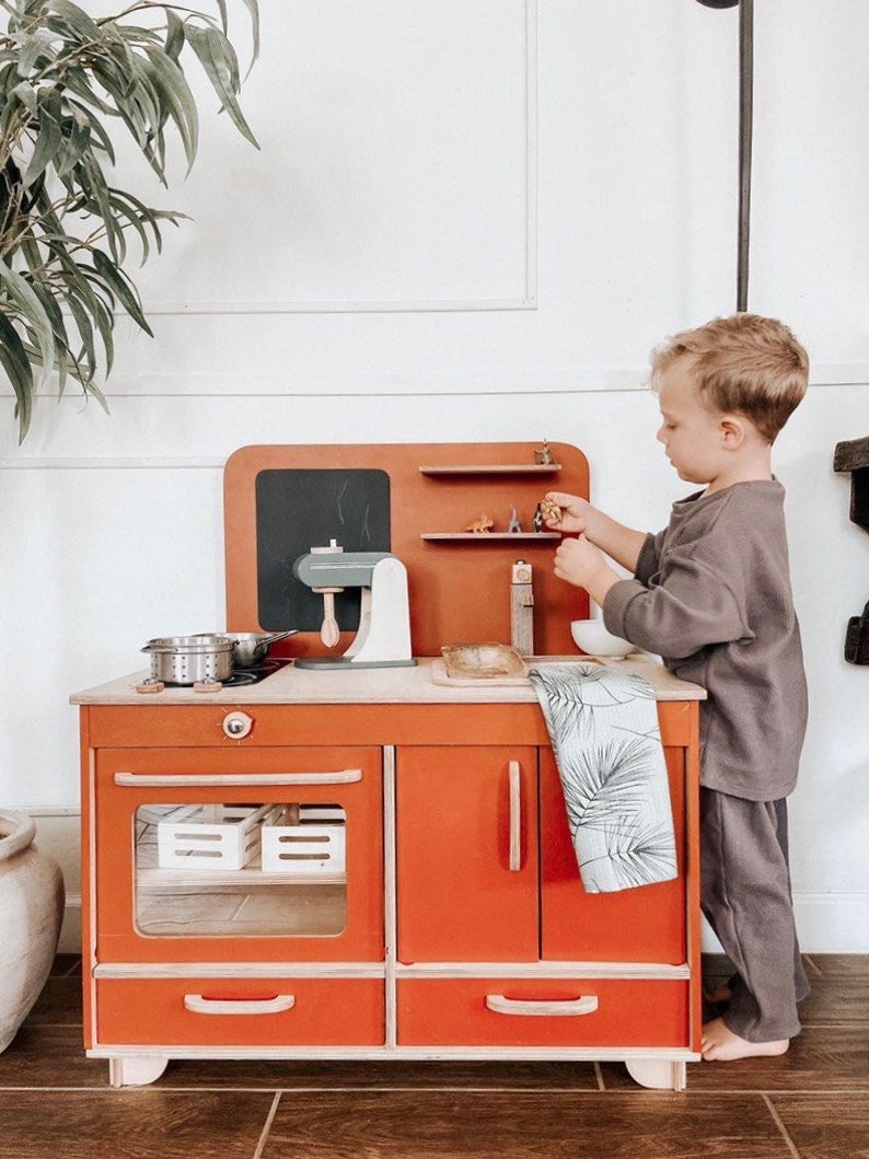Kids Play Kitchen Pretend Play Kitchen Wood Kitchen Play - Etsy