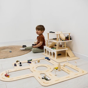 Toddler Birthday Gift, Toy Car Parking Garage, Montessori Toy Car Storage, Toy Garage Car Ramp, Personalized Toys for Baby Boy