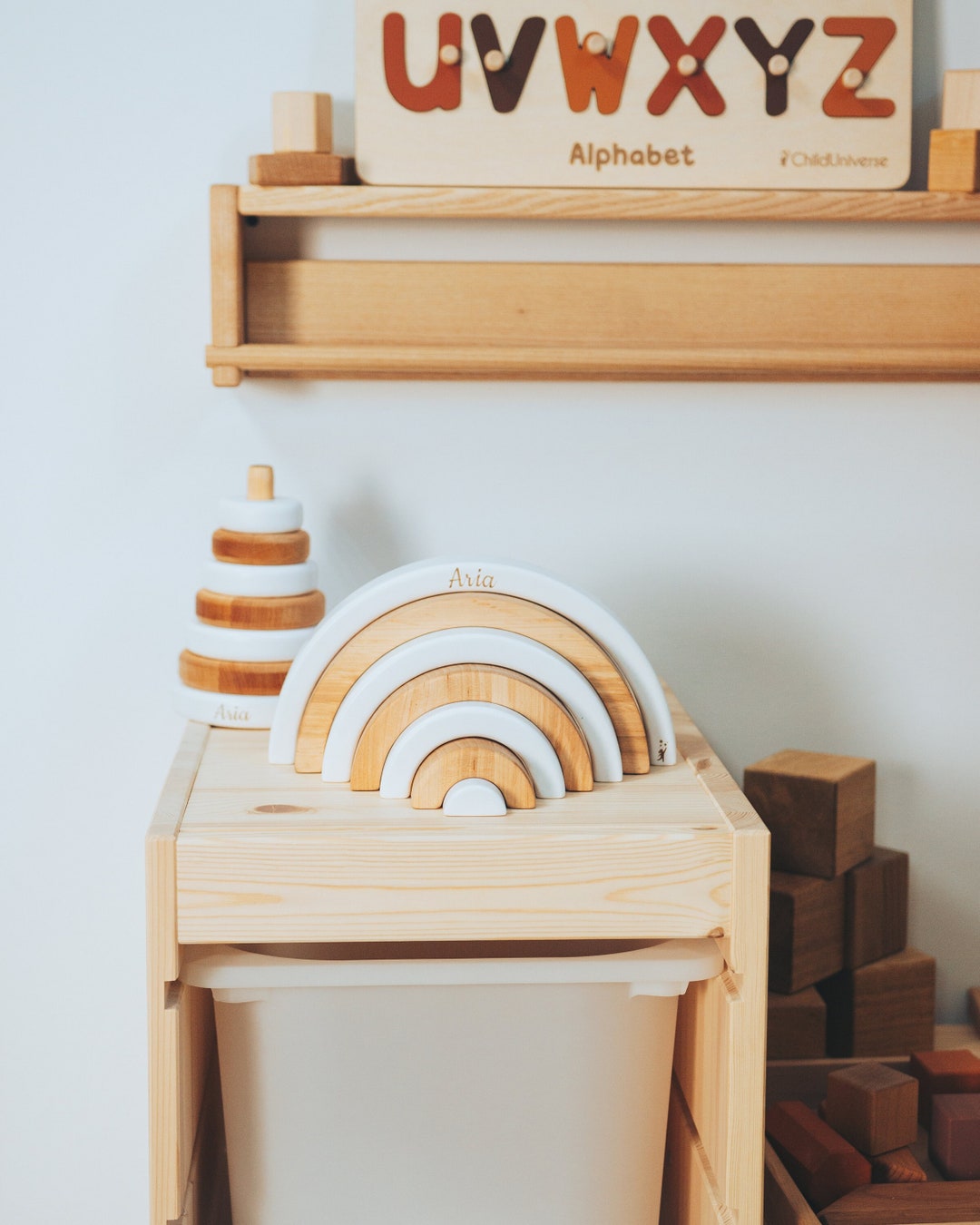 Baby Wooden Stacker Toy, Birthda Gift, Wooden Montessori Toys, Child ...