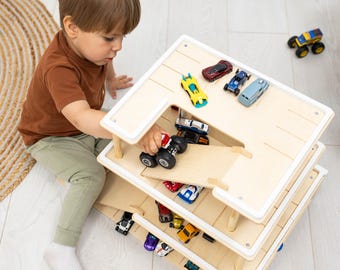Montessori Toy Car Storage, Toddler Birthday Gift, Toy Car Parking Garage, Personalized Toys for Boys, Toy Garage Car Ramp