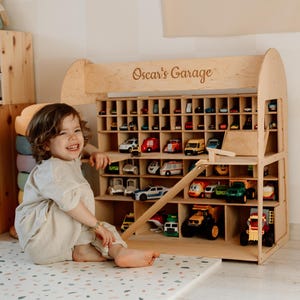 Personalized Toy Garage for 1/64 and 1/32 Scale Toy Cars, Boy Gift