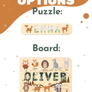 Name Puzzle for Toddler, Baby Boy 1st Birthday Gift, Woodland Animals Nursery, Kids Name Puzzle 2nd, 3rd Birthday Gift, Wood Montessori Toys image 3