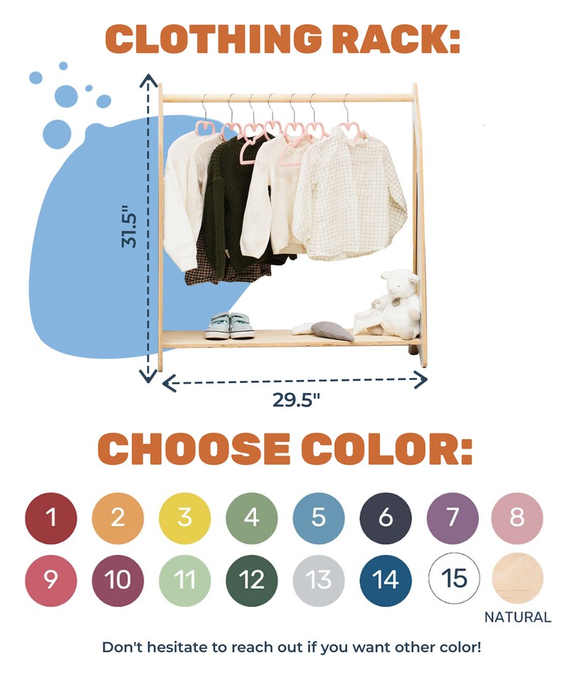 Baby Clothing Rack With Shelves Toddler Nursery Furniture Etsy