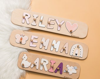 Baby Girl Gift, Wood Name Puzzle for Toddler, Montessori Toys, Girl Nursery Decor, 1st Birthday Gift for Baby Baby Shower Baby Gift Children