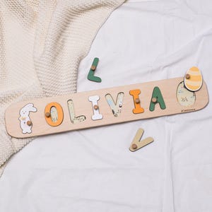 Custom Name Puzzle, Baby Easter Gift, 1st Easter Girl Gift, Baby Boy, Nursery Decor, Montessori Toys 1 Year Old, Name Sign
