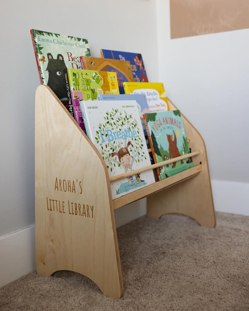 Montessori Bookshelf for Kids Wooden Bookcase Birthday Boy Etsy